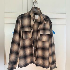 Katin Men's Plaid Shirt Jacket in Brown and Cream